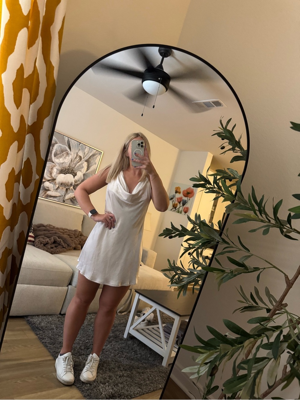 Hello Molly White Cowl Neck Mini Slip Dress